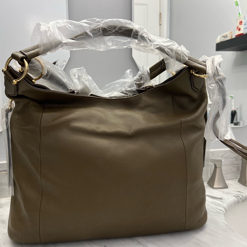 G.I.L.I. Pebble Leather Slouchy Wing Hobo (Olive) - New